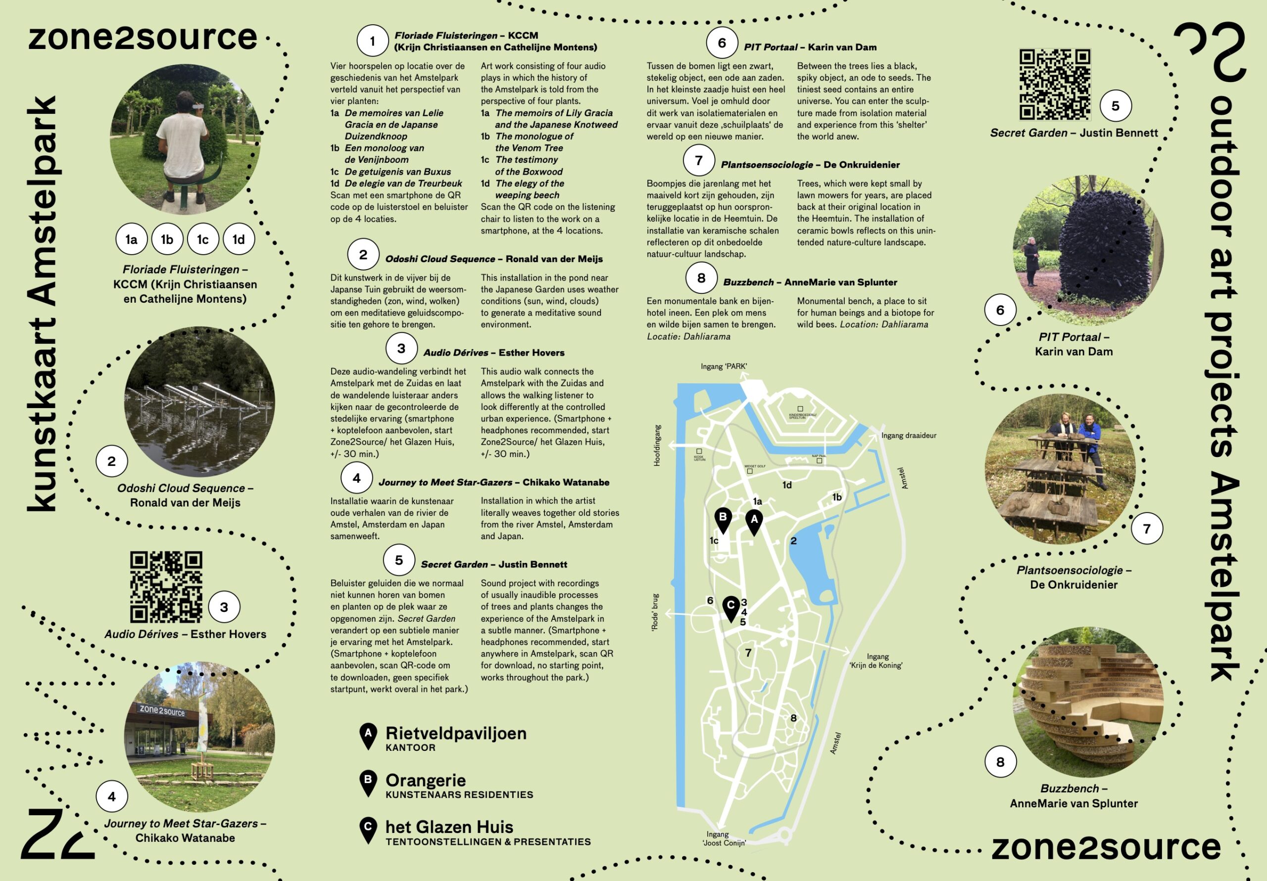 Plattegrond Amstelpark met kunstwerken gerealiseerd ism Zone2Source